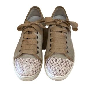 Lanvin Suede and Python Cap Toe Sneakers size 37 size 6